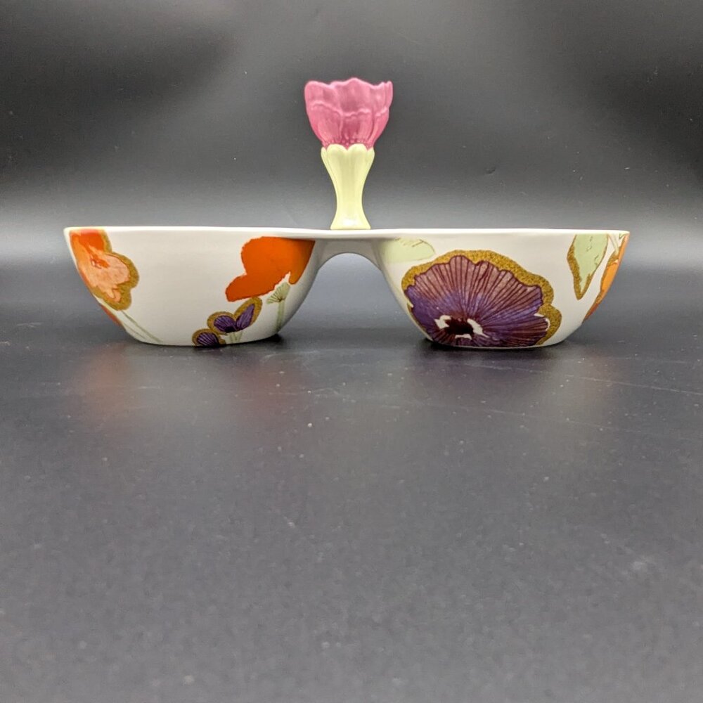 Lenox Floral Fusion 2 Part Condiment Server With Handle Has Original Tag Pink